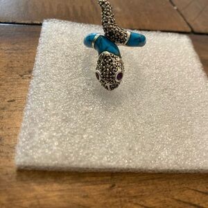 Turquoise Marcasite Sterling Silver w/ Ruby Eyes
